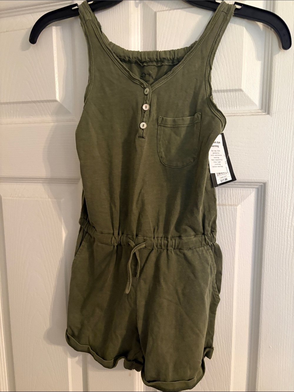 NWT art class Olive Green Girls Tank Romper One-Piece